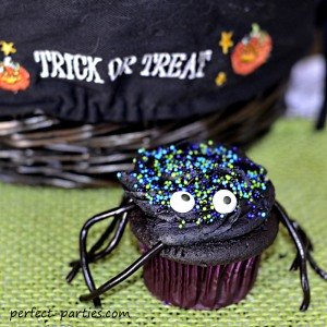 spider cupcake with licorice legs